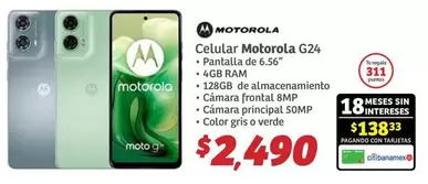 Oferta de Motorola - Celular G24 por $2490 en Soriana Híper