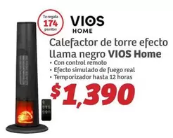 Oferta de Vios - Calefactor De Torre Efecto Llama Negro por $1390 en Soriana Híper