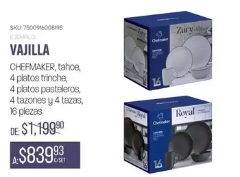 Oferta de Vajilla por $839.93 en Woolworth