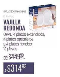 Oferta de Vajilla Redonda por $314.93 en Woolworth