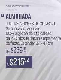 Oferta de Almohada por $215.92 en Woolworth