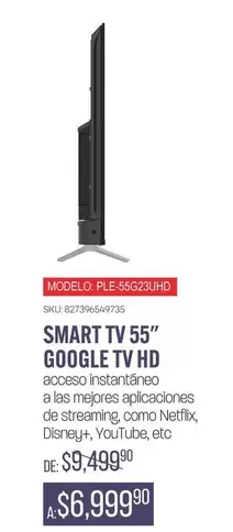 Oferta de Modelo - Smart Tv 55" Google Tv Hd por $6999 en Woolworth