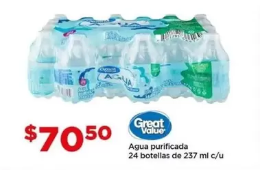 Oferta de Great Value - Agua Purificada 24 Botellas por $70.5 en Bodega Aurrera