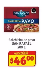 Oferta de San Rafael - Salchicha De Pavo por $46 en Soriana Súper