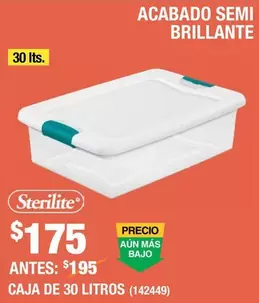 Oferta de Sterilite - Caja De 30 Litros por $175 en The Home Depot