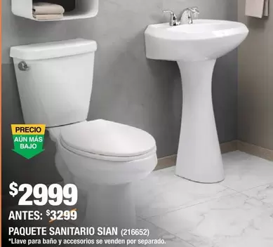 Oferta de Paquete Sanitario Sian por $2999 en The Home Depot