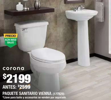 Oferta de Corona - Paquete Sanitario Vienna por $2199 en The Home Depot