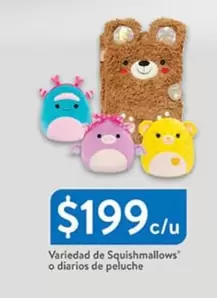 Oferta de Variedad De Squishmallows O Diarios De Peluche por $199 en Walmart