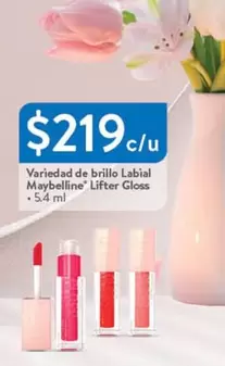 Oferta de Maybelline - Variedad De Brillo Labial Matvelline' Lifter Gloss por $219 en Walmart