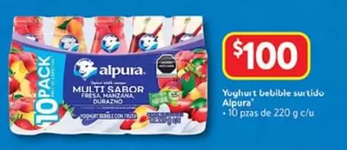 Oferta de Alpura - Yogurt Bebible Surtido por $100 en Walmart