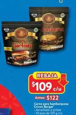 Oferta de Sirloin - Carne Para Hamburguesa por $109 en Walmart