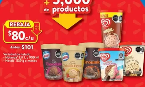 Oferta de Holanda - Variedad De Helado + Holosina por $101 en Walmart