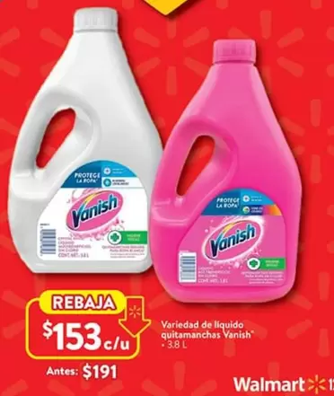 Oferta de Vanish - Variedad De Liquido Quitamanchas por $153 en Walmart