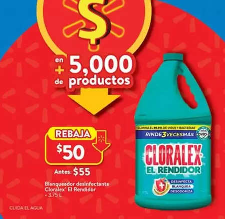 Oferta de Cloralex - Blanqueador Desinfectante por $55 en Walmart