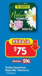 Oferta de Naturella - Toallas Femeninas Nocturna por $95 en Walmart