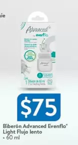 Oferta de Evenflo - Biberón Advanced Light Flujo Lento por $75 en Walmart