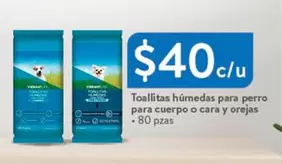 Oferta de Toallitas Humedas Para Perro Para Cuerpo O Cara Y Orejas por $40 en Walmart