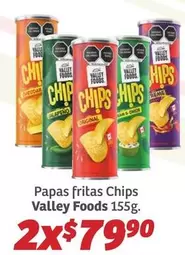 Oferta de CHI - Papas Fritas Chips Valley Foods 155g por $79.9 en Soriana Híper