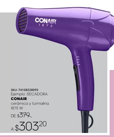 Oferta de Conair - Ejemelo Secadora por $303.2 en Del Sol