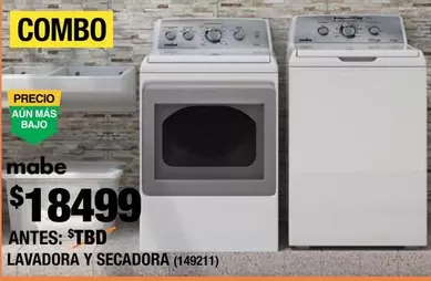 Oferta de Mabe - Lavadora Y Secadora por $18499 en The Home Depot