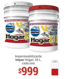 Oferta de Impac - Impermeabilizante  Hogar, 18 L. Cada Uno por $999 en Soriana Híper