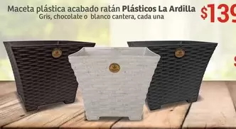 Oferta de Una - Maceta Plástica Acabado Ratán Plásticos por $139 en Soriana Híper