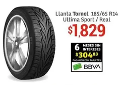 Oferta de Tornel - Llanta 185/65 R14 por $1829 en Soriana Híper