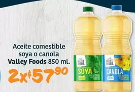 Oferta de Valley Foods - Aceite Comestible Soya O Canola por $57.9 en Soriana Híper