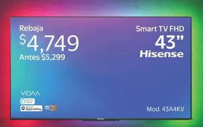 Oferta de Hisense - Smart TV FHD 43'' por $4749 en Walmart