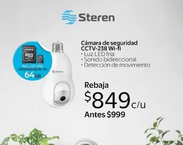 Oferta de Steren - Camara De Seguridad CCTv-238 Wi-Fi por $849 en Walmart
