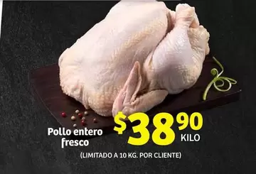 Oferta de Pollo Entero Fresco por $38.9 en Soriana Híper