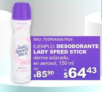 Oferta de Lady Speed Stick - Desodorante por $64.43 en Woolworth