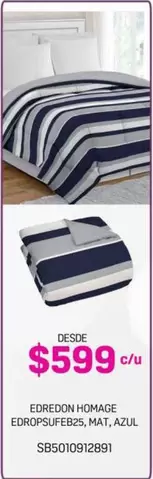 Oferta de Edredon Homage Edropsufeb25, Matm Azul por $599 en Suburbia