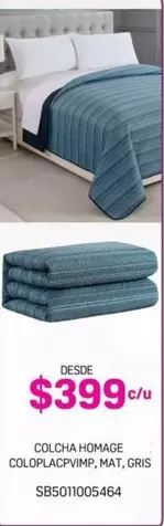Oferta de Colcha Homage Colorplacpvimp, Mat, Gris por $399 en Suburbia