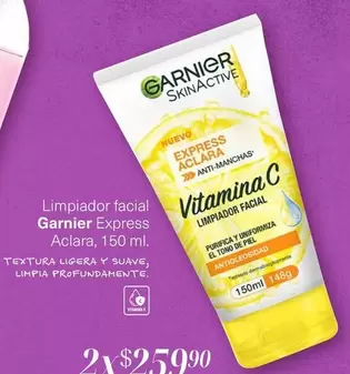 Oferta de Garnier - Limpiador Facial Express Aclara por $259.9 en Soriana Súper