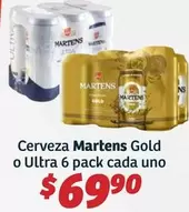 Oferta de Martens - Cerveza Gold O Ultra 6 Pack Cada Uno por $69.9 en Soriana Híper
