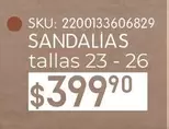 Oferta de Sandalias por $399.9 en Woolworth