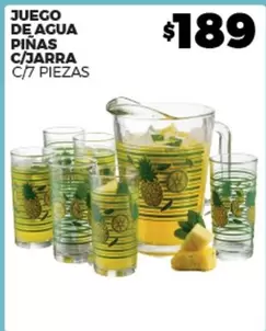 Oferta de Juego De Agua Pinas C/Jarra por $189 en Merco