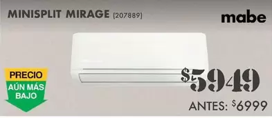 Oferta de Mabe - Minisplit Mirage por $5949 en The Home Depot