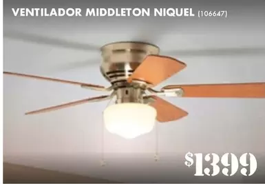 Oferta de Ventilador Middleton Niquel por $1399 en The Home Depot