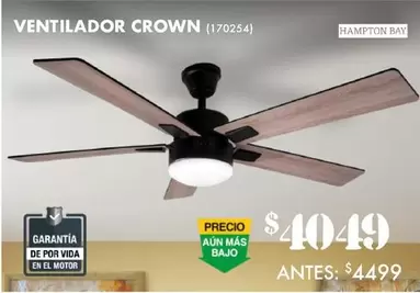 Oferta de Ventilador Crown por $4049 en The Home Depot