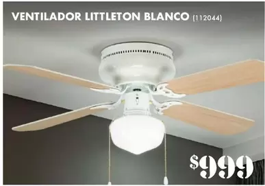 Oferta de Ventilador Littleton Blanco por $999 en The Home Depot