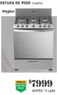 Oferta de Whirlpool - Estufa De Piso por $7999 en The Home Depot