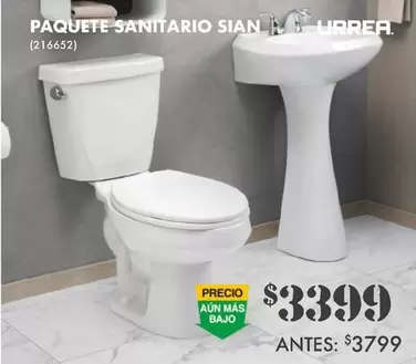 Oferta de Urrea - Paquete Sanitario Sian  por $3399 en The Home Depot