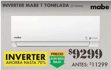 Oferta de Mabe - Inverter 1 Tonelada por $9299 en The Home Depot