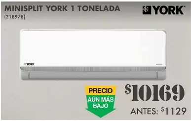 Oferta de York - Minisplit 1 Tonelada por $10169 en The Home Depot