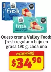 Oferta de Queso Crema Foods Fresh Regular O Bajo En Grasa Cada Uno por $34.9 en Soriana Híper