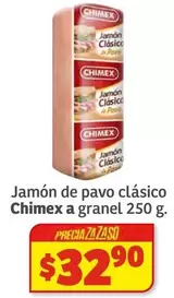Oferta de Chimex - Jamon De Pavo Clasico A Granel por $32.9 en Soriana Híper