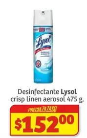 Oferta de Lysol - Desinfectante Crisp Linen Aerosol por $152 en Soriana Súper