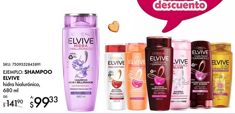 Oferta de Elvive - Shampoo por $99.33 en Del Sol